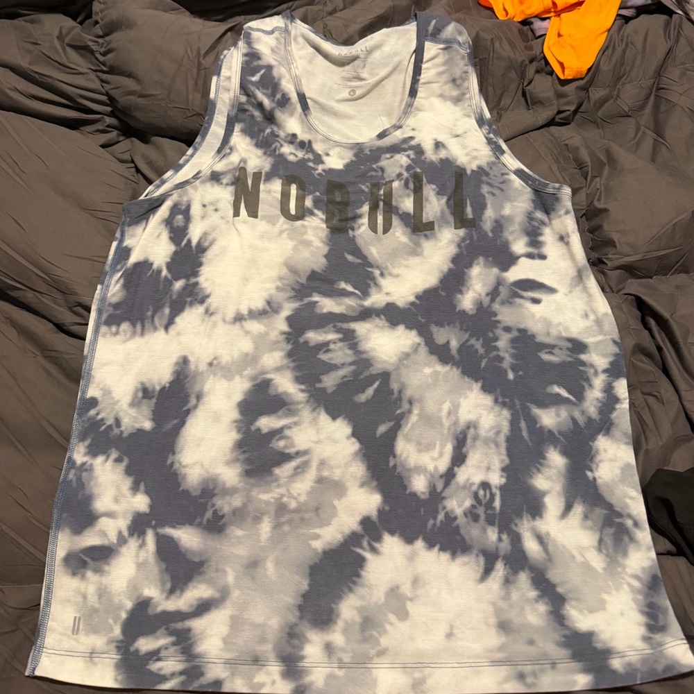 NOBULL blue and gray tie dye tank top